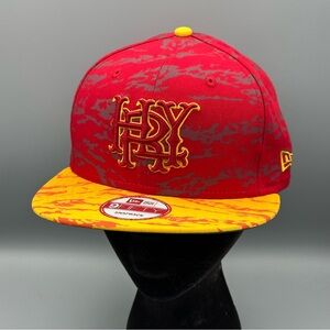 NEW ERA Hurley 9Fifty Snapback Red Yellow Camo Graphic Hat OSFM